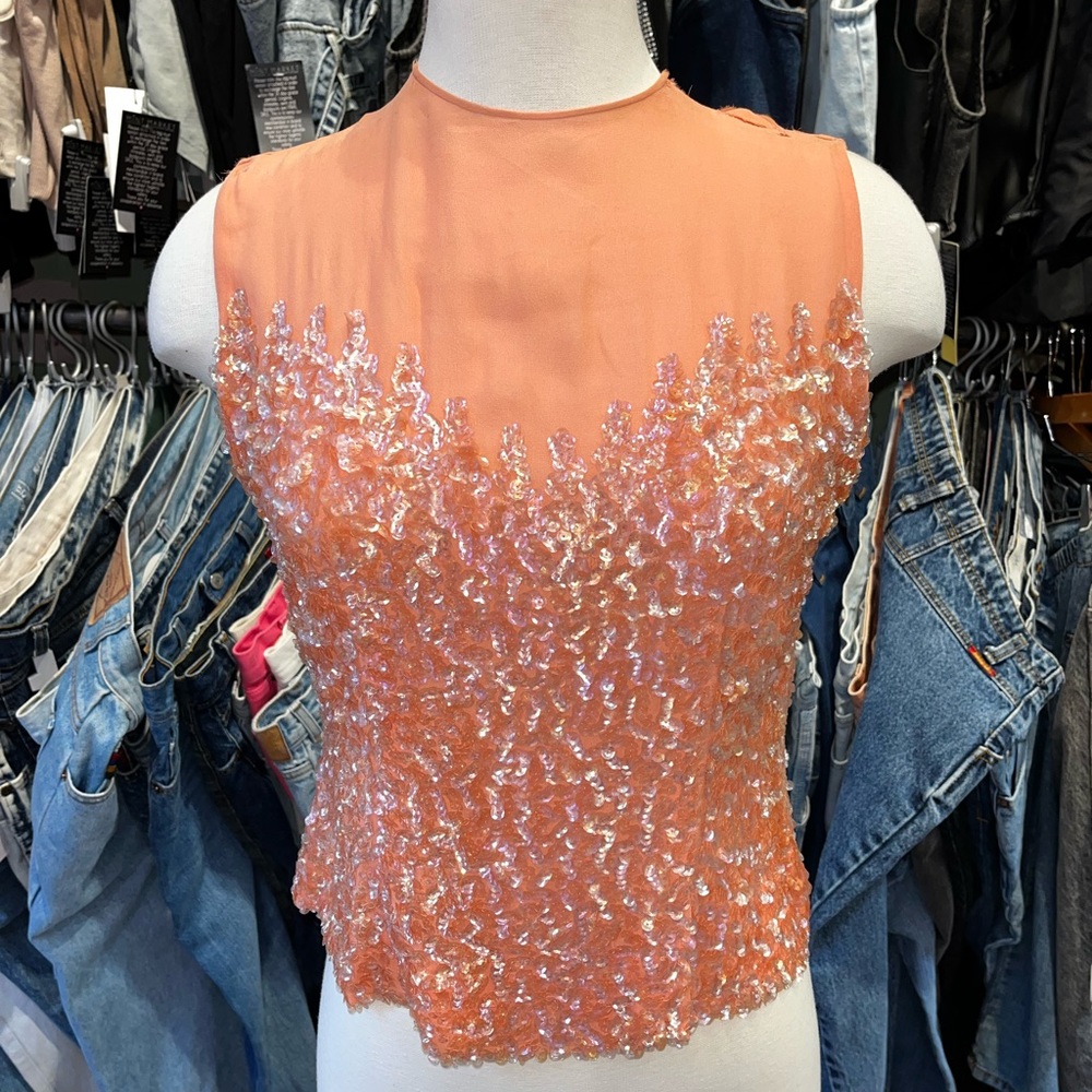 Vintage 1960’s sequin sweetheart chiffon top
